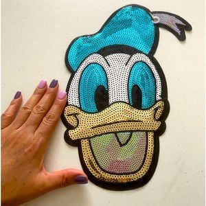 Donald Duck, Disney, Iron on patches, sequins.